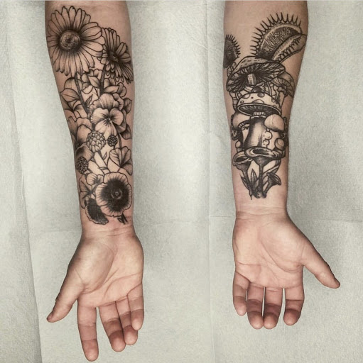 Explore spider-man tattoo ideas, creative tattoo ideas in Kansas City, available at Grimm Tattoo and Bert Grimm Museum