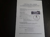 Menu du L'Escala Dau Lemosi à Meuzac