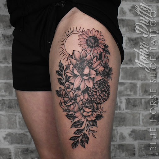 Explore dia de los muertos tattoo ideas, creative tattoo ideas in Portsmouth, available at World Famous Blue Horseshoe Tattoo and Piercing