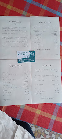 Carte du Trattoria Cervano Da Baffo di Elena Bivol à Bagnolo