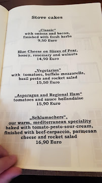 Carte du Restaurant Schlumachers à Lübeck