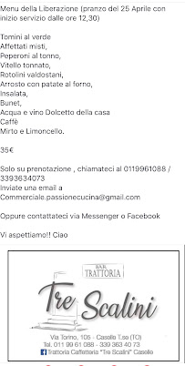 Tre Scalini à Caselle Torinese menu