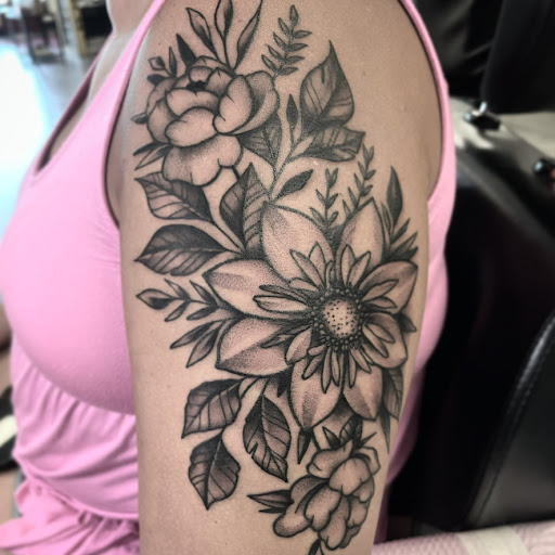 Explore guy thigh tattoo ideas, creative tattoo ideas in Bradley, available at The 22 Tattoo Company