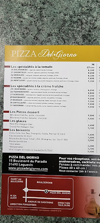 Menu / carte de Pizza Del Giorno à Léguevin