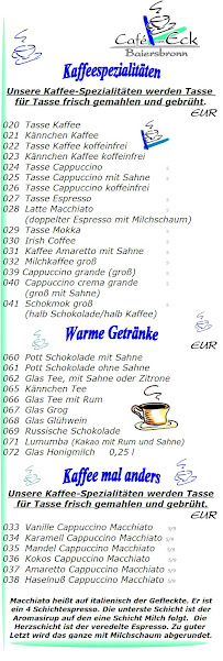 Café Café am Eck Baiersbronn à Baiersbronn (le menu)