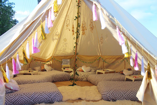Sleepover Slumber parties Beats prices by 5% Auckland Making Memories, Bell tent hire, 100 themes