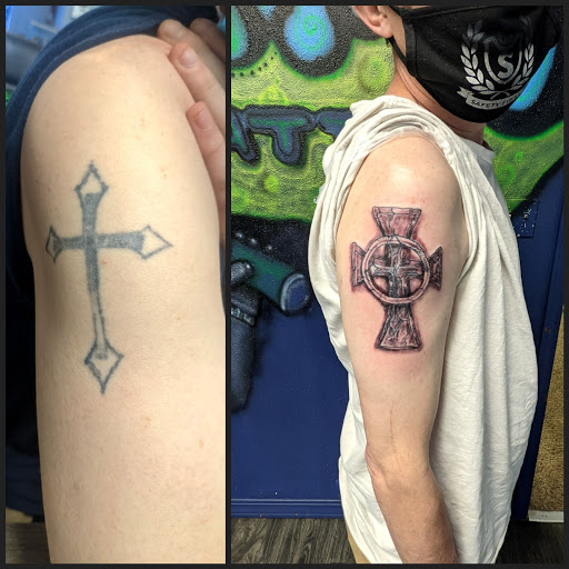 Explore pentagram tattoo ideas, creative tattoo ideas in Pittsburg, available at NeonMoon Tattoo