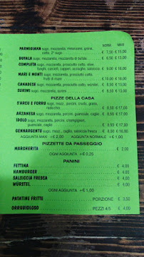 Menu / carte de Pizzeria S'arcu E Forru à Arzana