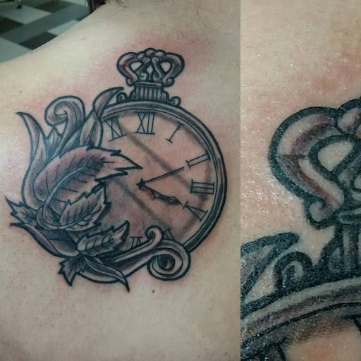 Explore jolly roger tattoo ideas, creative tattoo ideas in Kearney, available at Bread N Butter Tattoo