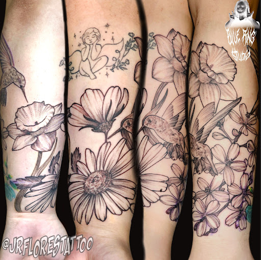 Explore dark tattoo sleeve ideas, creative tattoo ideas in Caldwell, available at Blue Ring Studio Tattoo & Piercing