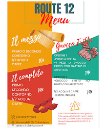 Menu du Route 12 ristobar à Colombaro
