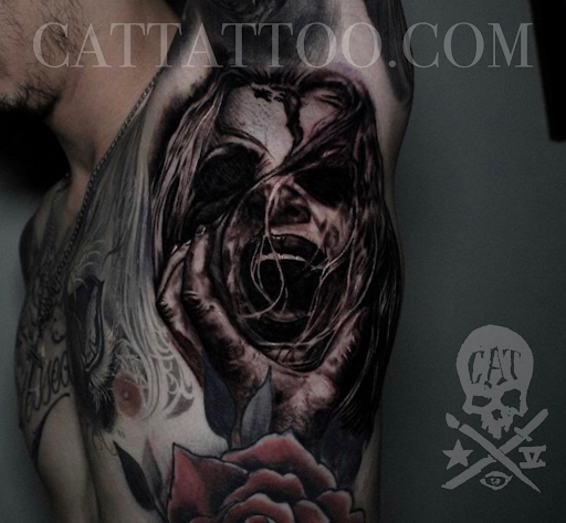 Explore rose tattoo ideas for women, creative tattoo ideas in Addison, available at Cat Tattoo