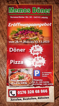 Menu du Memos Döner à Leipzig