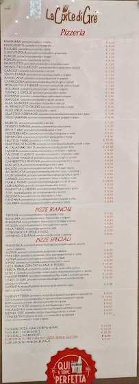 Menu du Ristorante Pizzeria La Corte Di Gre' à Corte Franca