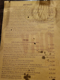 Menu du Vino Bono Osteria à Rome