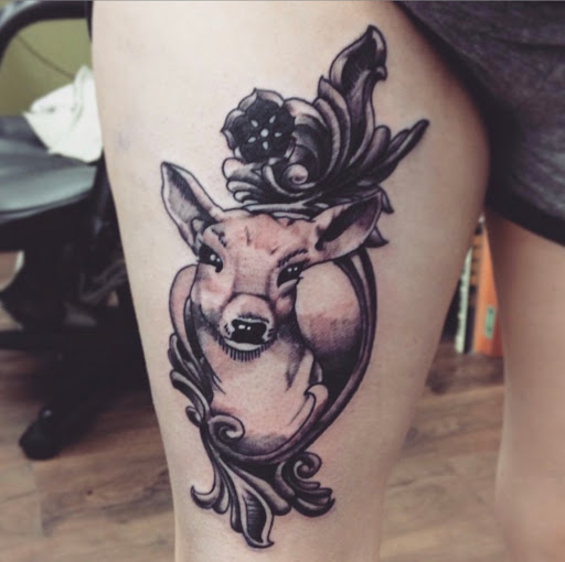 Explore name cover up tattoo ideas for men, creative tattoo ideas in Lawrence, available at Standard Electric Tattooing