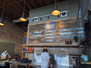 A row of beer taps