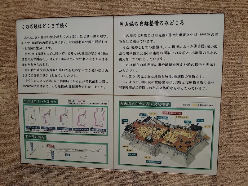 岡山城 築城時の石垣展示