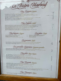 Bistro Le Bistro Marbeuf à Paris (le menu)