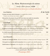 Menu du L'Opéra à Aix-en-Provence