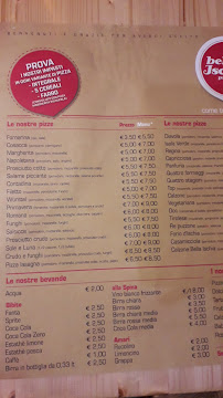 Pizzeria Bella Ischia à Gubbio (la carte)