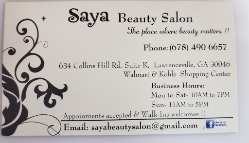 Beauty Salon «Saya Beauty Salon», reviews and photos, 634 Collins Hill Rd k, Lawrenceville, GA 30046, USA