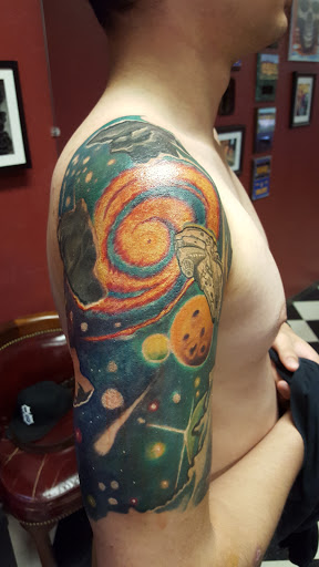 Explore back of neck tattoo cover up ideas, creative tattoo ideas in Endicott, available at Live 2 Imagine Tattoo Studio