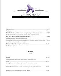 Menu du La Pignata à Nice