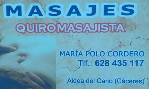 Masajes María Polo C. la Puente, 13, 10163 Aldea del Cano, Cáceres, España