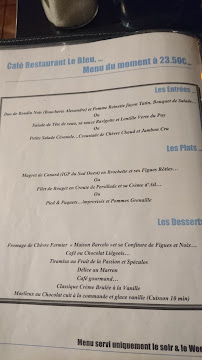 Menu / carte de Café Restaurant Le Bleu à Quissac