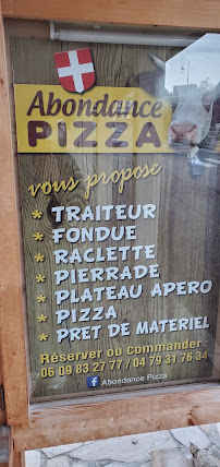 Menu du Abondance Pizza à Notre-Dame-de-Bellecombe