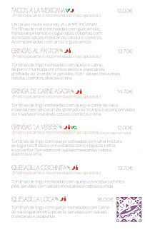 Menu / carte de La Siesta à Algés