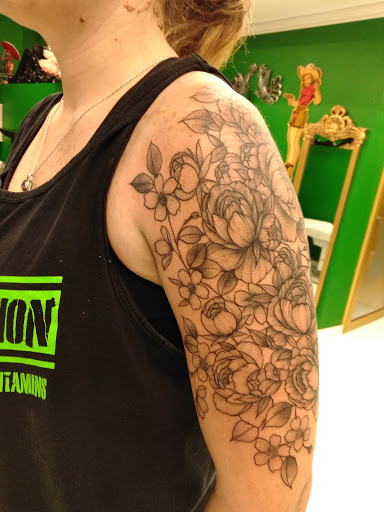 Explore till death do us part tattoo ideas, creative tattoo ideas in Abilene, available at La Leyenda Tattoo Co