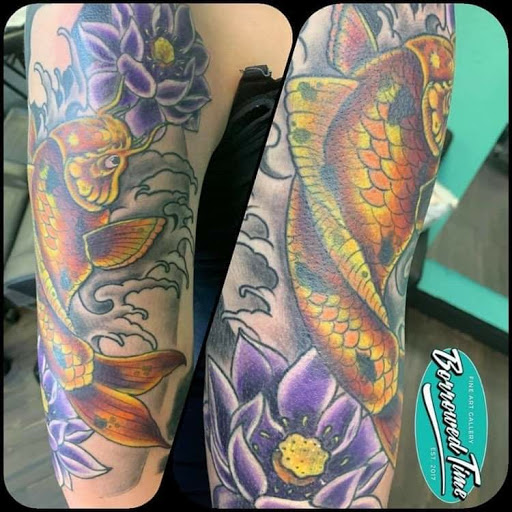 Find unique best friend tattoo ideas for your next unique tattoo in Mckinney at Borrowed Time Fine Art Gallery Tattoo Shop