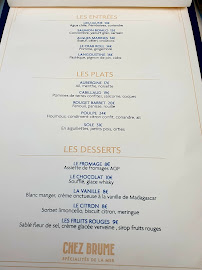 Menu / carte de Chez Brume à Rennes