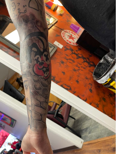 Explore thigh tattoo cover up ideas, creative tattoo ideas in Des Moines, available at Skin Kitchen Tattoo