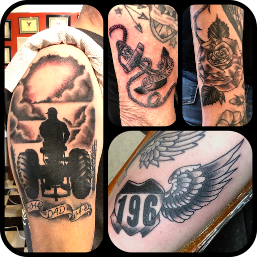 Explore black and red tattoo ideas, creative tattoo ideas in Black River Falls, available at Black River Tattoo