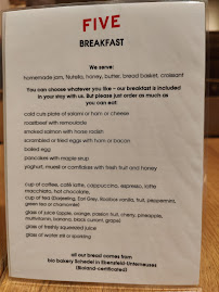 Menu / carte de FIVE Diner I Obstmarkt 5 à Nuremberg