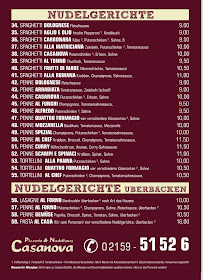 Menu / carte de Pizzeria Casanova III à Meerbusch