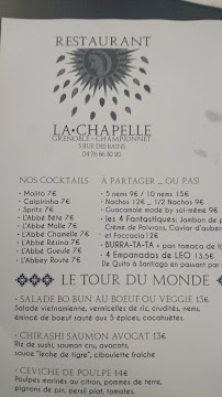 La Chapelle à Grenoble menu