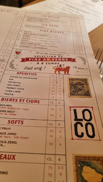 Restaurant argentin LOCO à Paris - menu / carte