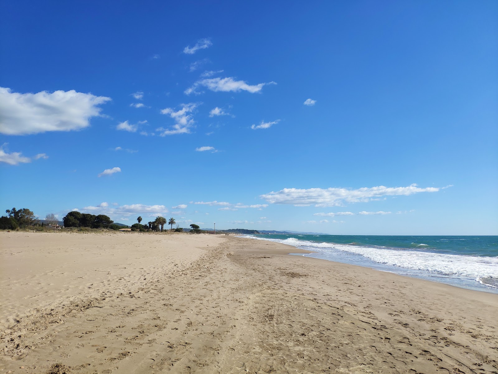 Φωτογραφία του Playa Torredembarra με καφέ άμμος επιφάνεια