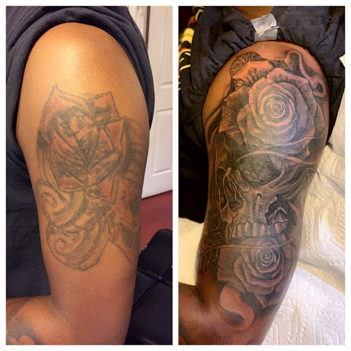 Explore fallen angel tattoo ideas, creative tattoo ideas in Atlanta, available at Camp Creek Body Art & Laser
