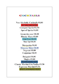 Bar à cocktails L'OFFICINA à Orta San Giulio (le menu)