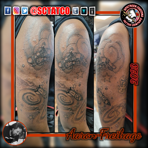 Explore afro samurai tattoo ideas, creative tattoo ideas in Fayetteville, available at Southern Customs Tattoo Company