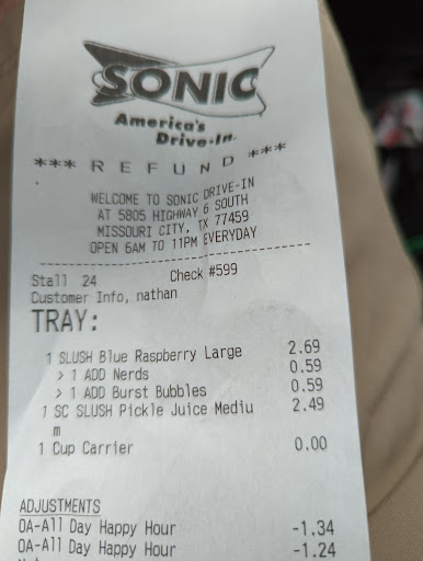 Fast Food Restaurant «Sonic Drive-In», reviews and photos, 7650 Hwy 6 N, Houston, TX 77095, USA