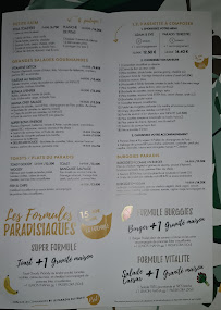 Restaurant Le Paradis du Fruit - Wagram à Paris (le menu)