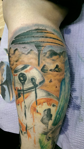 Explore thigh piece tattoo ideas, creative tattoo ideas in Decatur, available at Low Key Studios Tattoo & Piercing