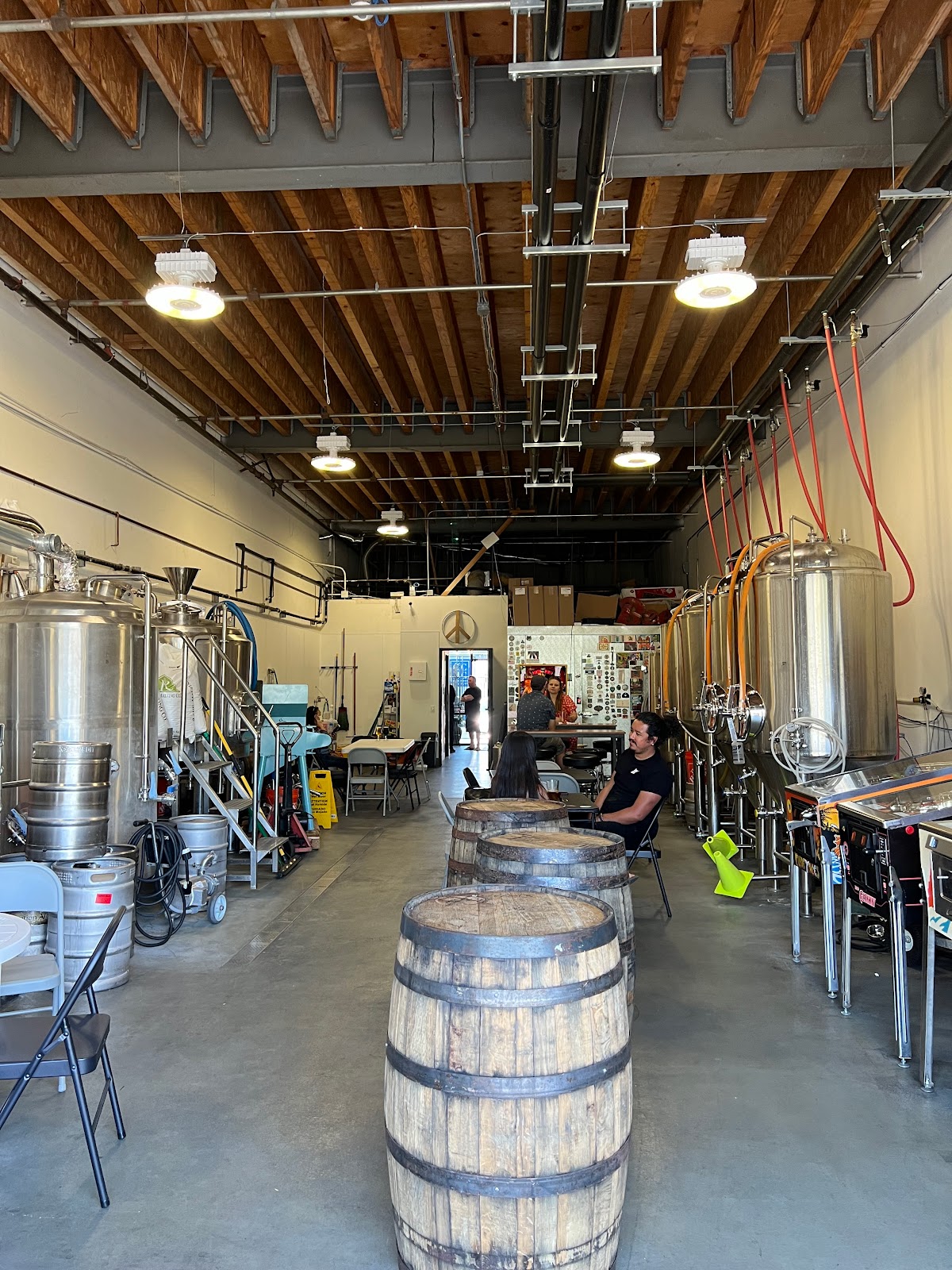Brewing tanks in a taproom
