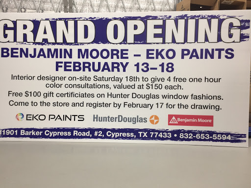 Paint Store «Benjamin Moore - EKO Paints», reviews and photos, 11901 Barker Cypress Rd Unit 2, Cypress, TX 77433, USA